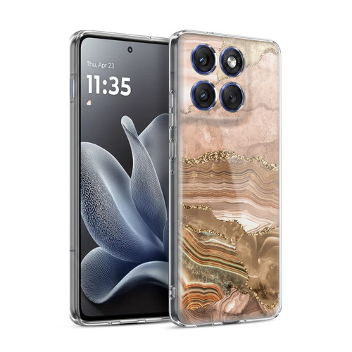 UtArt Wild Cat Marble Beige Gold Soft Gel Case for Motorola Edge 70