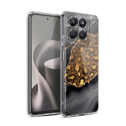 UtArt Wild Cat Marble Dark Gilded Leopard Soft Gel Case for Motorola Moto G37 Power