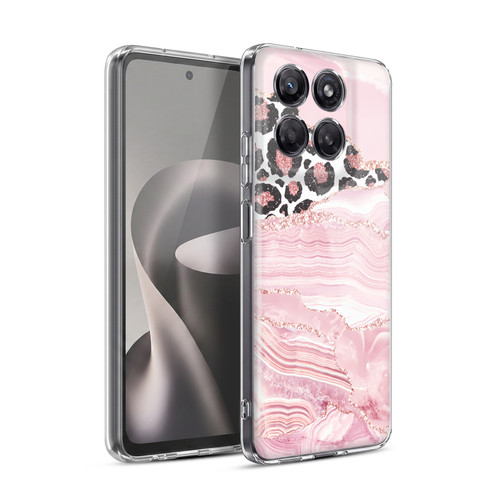 UtArt Wild Cat Marble Pink Glitter Soft Gel Case for Motorola Moto G37 Power