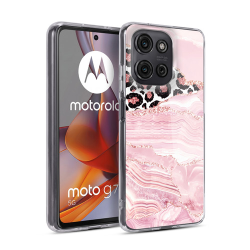 UtArt Wild Cat Marble Pink Glitter Soft Gel Case for Motorola Moto G75