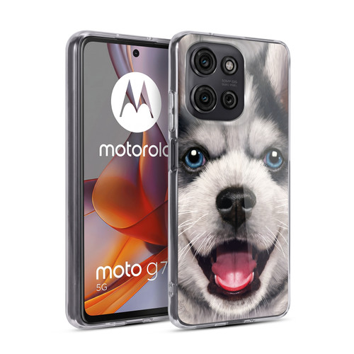 Vincent Hie Big Face Puppies Husky Soft Gel Case for Motorola Moto G75