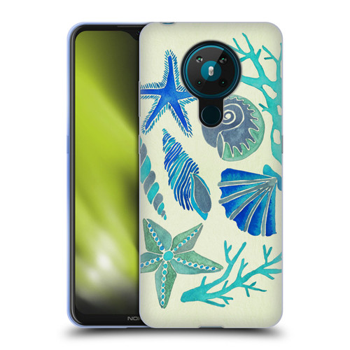 Cat Coquillette Sea Seashells Blue Soft Gel Case for Nokia 5.3