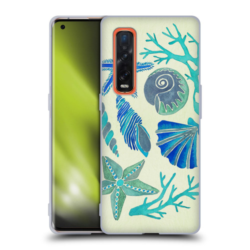 Cat Coquillette Sea Seashells Blue Soft Gel Case for OPPO Find X2 Pro 5G