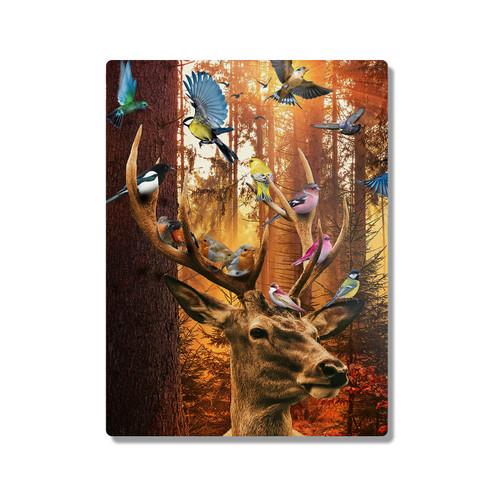 Dave Loblaw Artistic Animals Deer Birds 300X400mm Portrait Metal Wall Art Print - Wall Decor for Living Room, Bedroom & Gaming Room