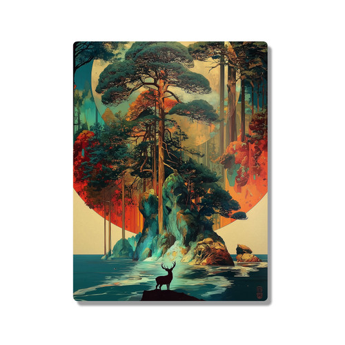 Dave Loblaw Artistic Animals Deer Falls 300X400mm Portrait Metal Wall Art Print - Wall Decor for Living Room, Bedroom & Gaming Room