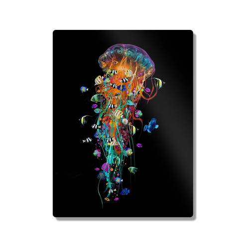 Dave Loblaw Artistic Animals Jellyfish and Fishes 300X400mm Portrait Metal Wall Art Print - Wall Decor for Living Room, Bedroom & Gaming Room