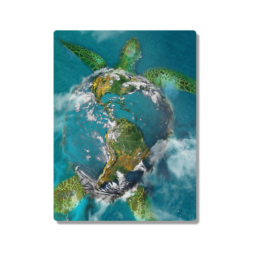 Dave Loblaw Artistic Animals Turtle Earth 300X400mm Portrait Metal Wall Art Print - Wall Decor for Living Room, Bedroom & Gaming Room