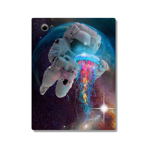 Dave Loblaw Graphic Art Astronaut and Jellyfish 300X400mm Portrait Metal Wall Art Print - Wall Decor for Living Room, Bedroom & Gaming Room