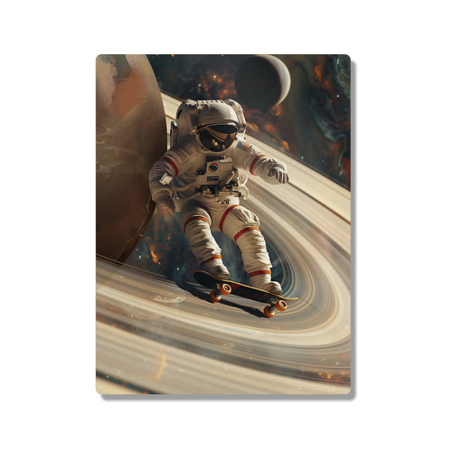 Dave Loblaw Graphic Art Astronaut Skateboarding 300X400mm Portrait Metal Wall Art Print - Wall Decor for Living Room, Bedroom & Gaming Room