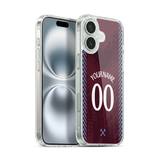 Custom Customised Personalised West Ham United FC 2026/27 Crest Kit Home Soft Gel Case for Apple iPhone 16 Plus & MagSafe