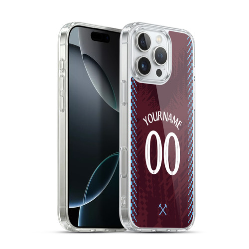 Custom Customised Personalised West Ham United FC 2026/27 Crest Kit Home Soft Gel Case for Apple iPhone 16 Pro Max & MagSafe
