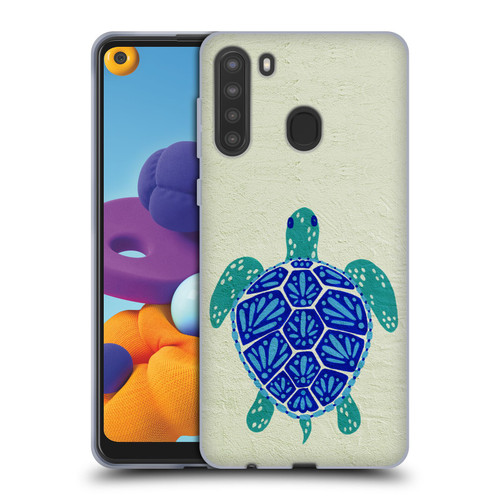 Cat Coquillette Sea Turtle Blue Soft Gel Case for Samsung Galaxy A21 (2020)