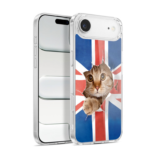 Head Case Designs Funny Animals Union Jack Peeping Cat Soft Gel Case for Apple iPhone 17 Air