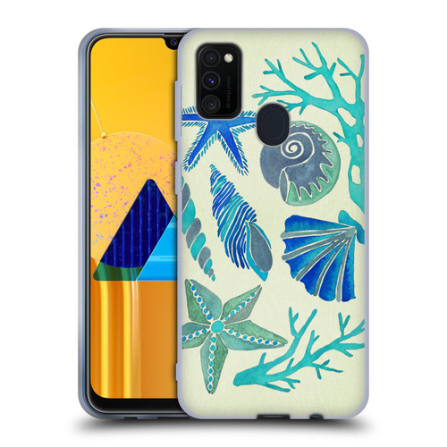 Cat Coquillette Sea Seashells Blue Soft Gel Case for Samsung Galaxy M30s (2019)/M21 (2020)
