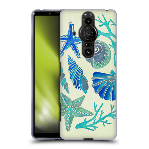 Cat Coquillette Sea Seashells Blue Soft Gel Case for Sony Xperia Pro-I