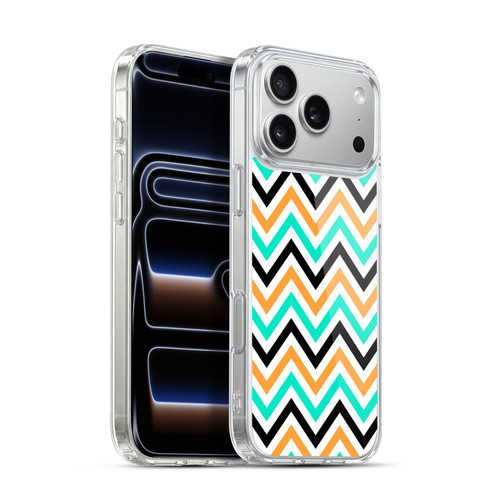 Head Case Designs Neon Zigzag Teal And Orange Soft Gel Case for Apple iPhone 17 Pro Max