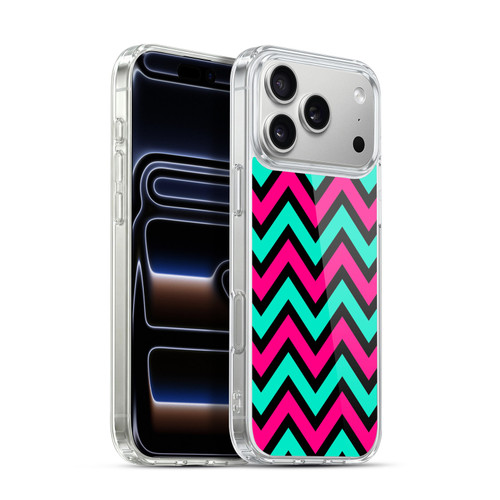 Head Case Designs Neon Zigzag Pink And Teal In Black Soft Gel Case for Apple iPhone 17 Pro Max