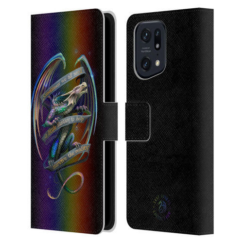 Anne Stokes Dragon Fantasy Survive The Reality Leather Book Wallet Case Cover For OPPO Find X5 Pro
