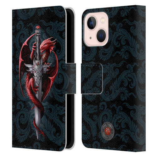 Anne Stokes Dragons Dagger Leather Book Wallet Case Cover For Apple iPhone 13 Mini