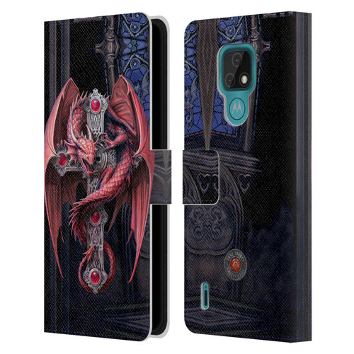 Anne Stokes Dragons Gothic Guardians Leather Book Wallet Case Cover For Motorola Moto E7