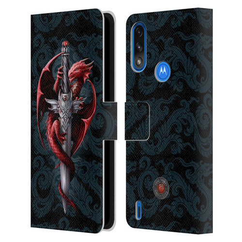 Anne Stokes Dragons Dagger Leather Book Wallet Case Cover For Motorola Moto E7 Power / Moto E7i Power