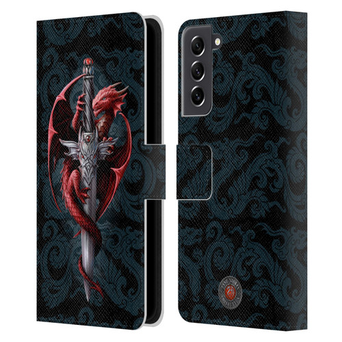 Anne Stokes Dragons Dagger Leather Book Wallet Case Cover For Samsung Galaxy S21 FE 5G