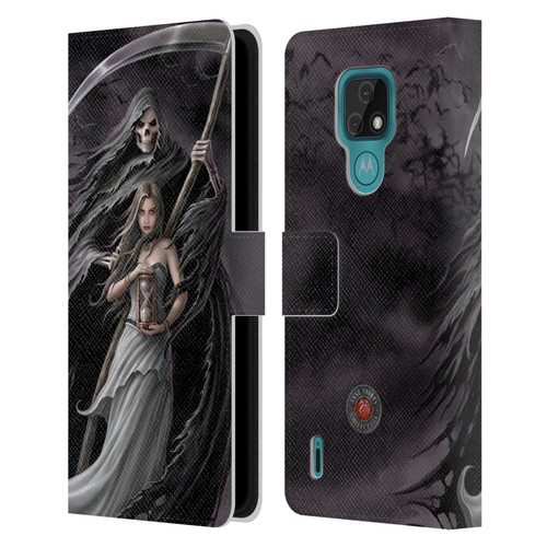 Anne Stokes Gothic Summon the Reaper Leather Book Wallet Case Cover For Motorola Moto E7