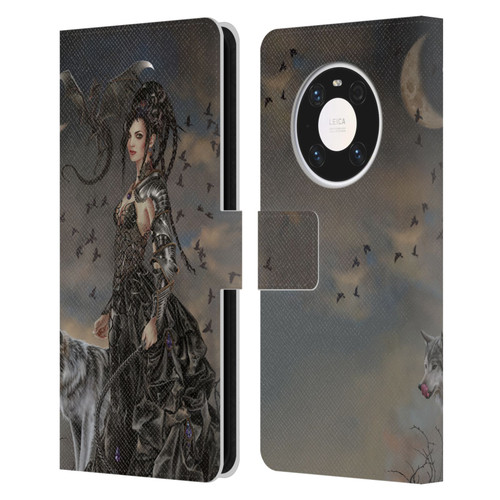 Nene Thomas Crescents Gothic Fairy Woman With Wolf Leather Book Wallet Case Cover For Huawei Mate 40 Pro 5G