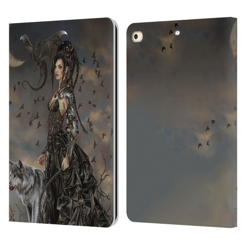 Nene Thomas Crescents Gothic Fairy Woman With Wolf Leather Book Wallet Case Cover For Apple iPad 9.7 2017 / iPad 9.7 2018