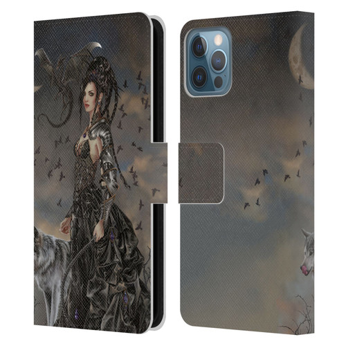 Nene Thomas Crescents Gothic Fairy Woman With Wolf Leather Book Wallet Case Cover For Apple iPhone 12 / iPhone 12 Pro