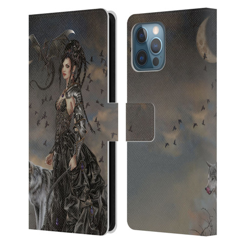 Nene Thomas Crescents Gothic Fairy Woman With Wolf Leather Book Wallet Case Cover For Apple iPhone 12 Pro Max