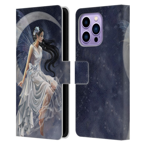 Nene Thomas Crescents Winter Frost Fairy On Moon Leather Book Wallet Case Cover For Apple iPhone 14 Pro Max