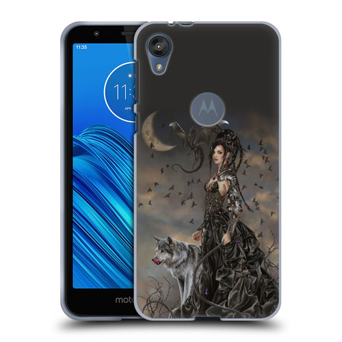 Nene Thomas Crescents Gothic Fairy Woman With Wolf Soft Gel Case for Motorola Moto E6