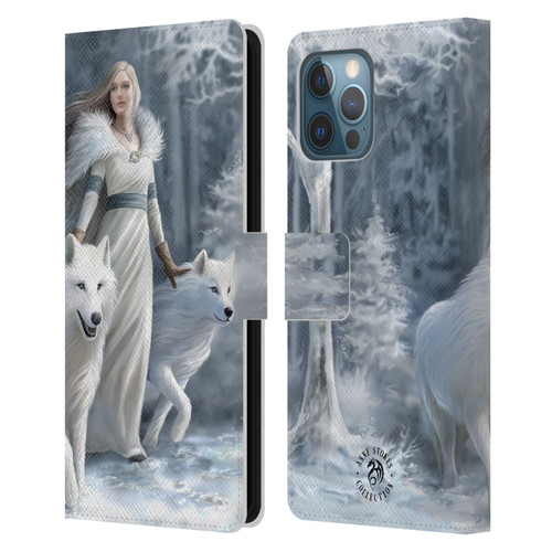 Anne Stokes Wolves Winter Guardians Leather Book Wallet Case Cover For Apple iPhone 12 Pro Max