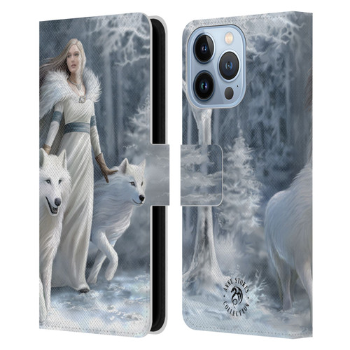 Anne Stokes Wolves Winter Guardians Leather Book Wallet Case Cover For Apple iPhone 13 Pro