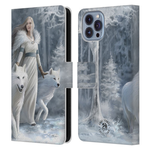 Anne Stokes Wolves Winter Guardians Leather Book Wallet Case Cover For Apple iPhone 14