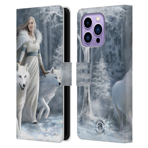 Anne Stokes Wolves Winter Guardians Leather Book Wallet Case Cover For Apple iPhone 14 Pro Max