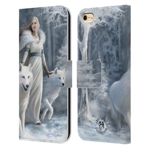 Anne Stokes Wolves Winter Guardians Leather Book Wallet Case Cover For Apple iPhone 6 / iPhone 6s