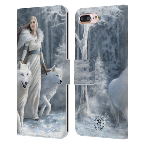 Anne Stokes Wolves Winter Guardians Leather Book Wallet Case Cover For Apple iPhone 7 Plus / iPhone 8 Plus