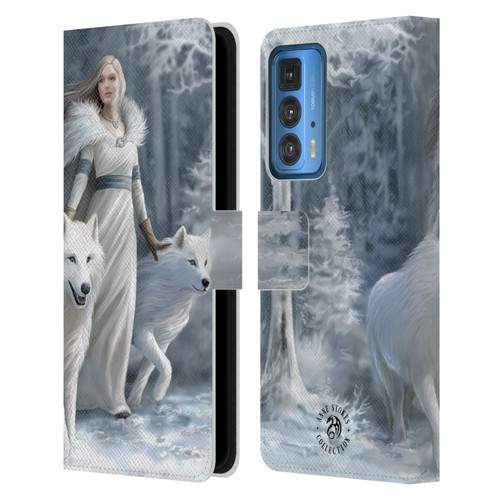 Anne Stokes Wolves Winter Guardians Leather Book Wallet Case Cover For Motorola Edge 20 Pro