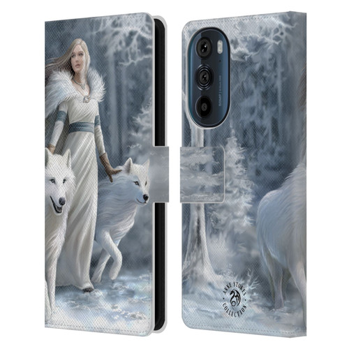 Anne Stokes Wolves Winter Guardians Leather Book Wallet Case Cover For Motorola Edge 30
