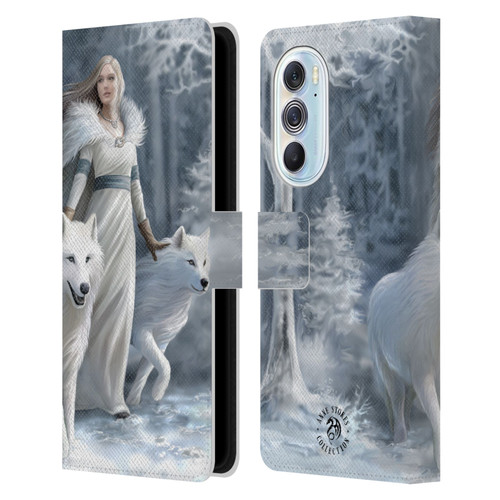 Anne Stokes Wolves Winter Guardians Leather Book Wallet Case Cover For Motorola Edge X30
