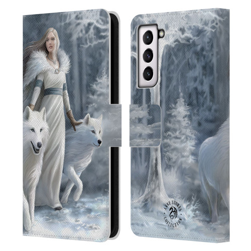 Anne Stokes Wolves Winter Guardians Leather Book Wallet Case Cover For Samsung Galaxy S21 5G