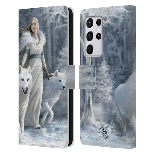 Anne Stokes Wolves Winter Guardians Leather Book Wallet Case Cover For Samsung Galaxy S21 Ultra 5G