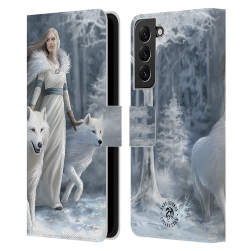 Anne Stokes Wolves Winter Guardians Leather Book Wallet Case Cover For Samsung Galaxy S22+ 5G