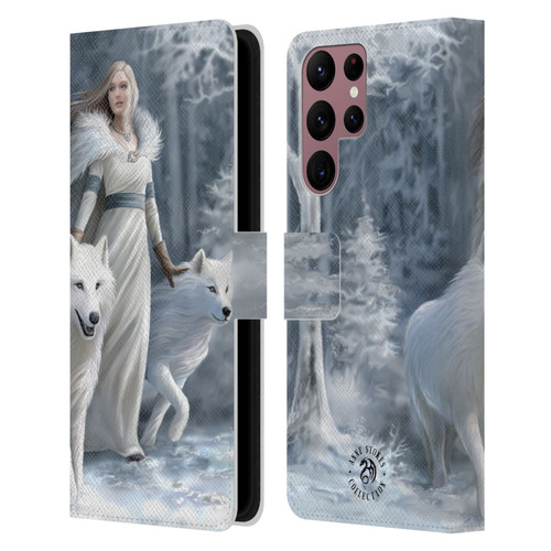 Anne Stokes Wolves Winter Guardians Leather Book Wallet Case Cover For Samsung Galaxy S22 Ultra 5G