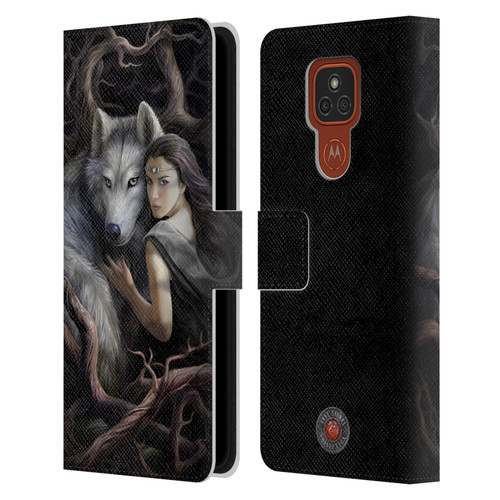 Anne Stokes Wolves 2 Soul Bond Leather Book Wallet Case Cover For Motorola Moto E7 Plus