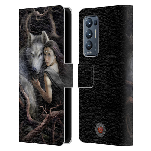 Anne Stokes Wolves 2 Soul Bond Leather Book Wallet Case Cover For OPPO Find X3 Neo / Reno5 Pro+ 5G