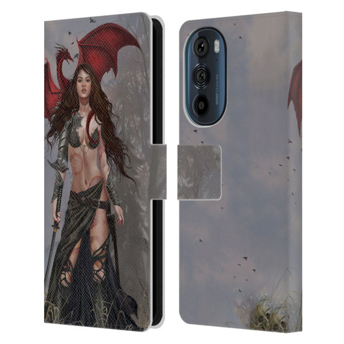 Nene Thomas Gothic Dragon Witch Warrior Sword Leather Book Wallet Case Cover For Motorola Edge 30