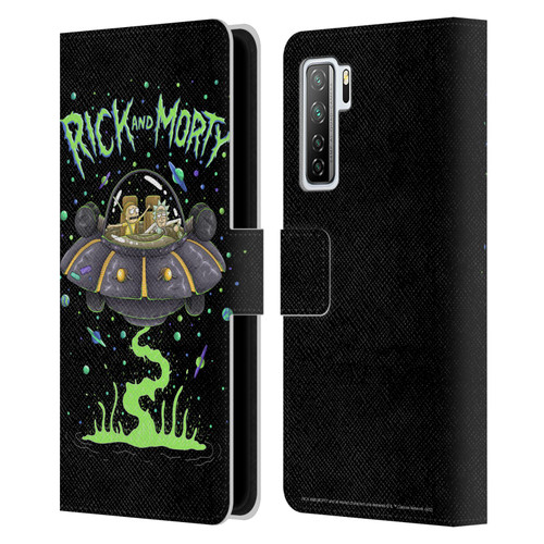 Rick And Morty Season 1 & 2 Graphics The Space Cruiser Leather Book Wallet Case Cover For Huawei Nova 7 SE/P40 Lite 5G